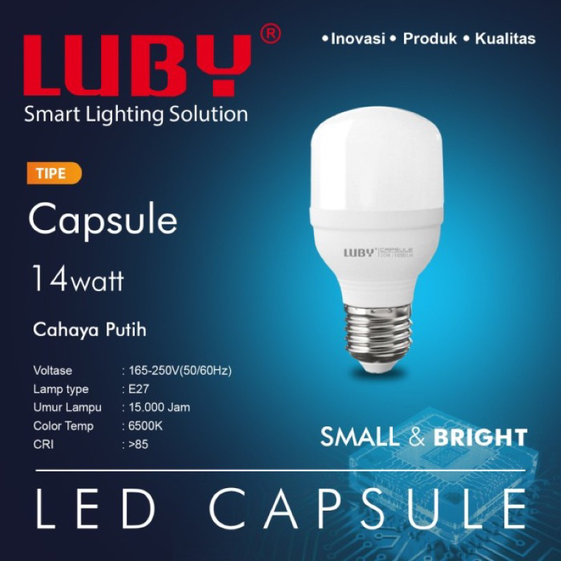 Lampu LED 14 Watt LUBY Capsule Kapsul Putih Bulb Bohlam 14W E27 6500K