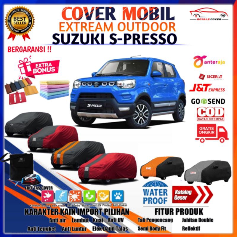 Car Body Cover Mobil Suzuki New S-Presso / Sarung Mobil S Preso Espresso / Tutup Penutup Mantel Selimut Pelindung Jas Kerudung Kelambu Kerodong Klambu Tudung Mantol Krudung Krodong Pembungkus Outdoor Indoor Waterproof Anti Air Aksesoris Eksterior Mobil