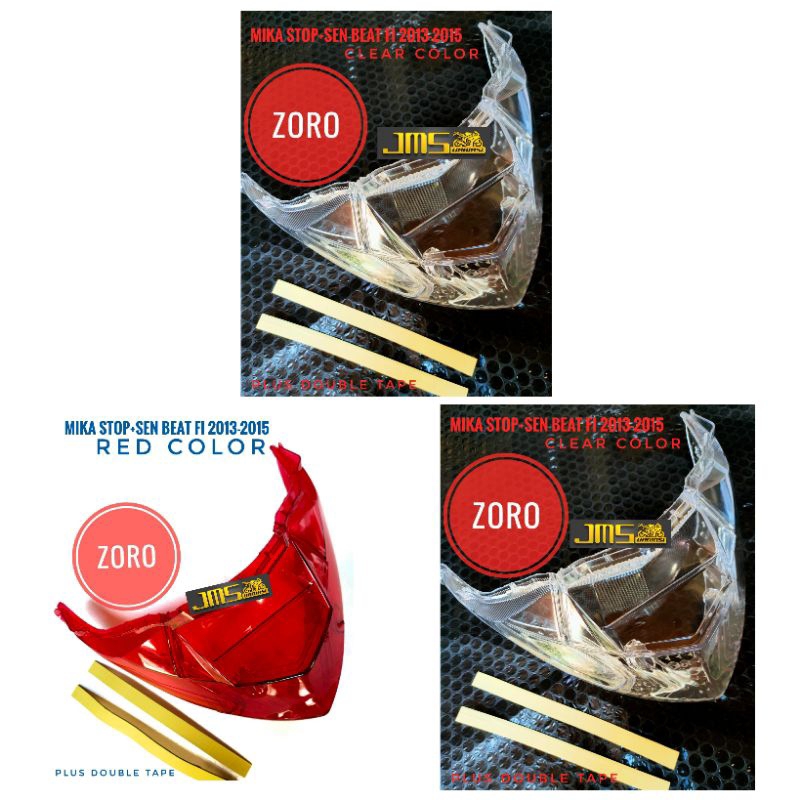 mika cover lampu stoplamp zoro set mika stop plus sen bening/smoke/merah untuk beat fi injeksi tahun 2013-2015