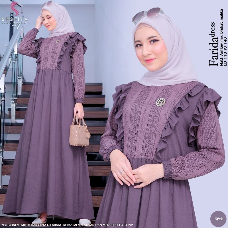 baju gamis lebaran premium Farida maxy ORI by shofiya