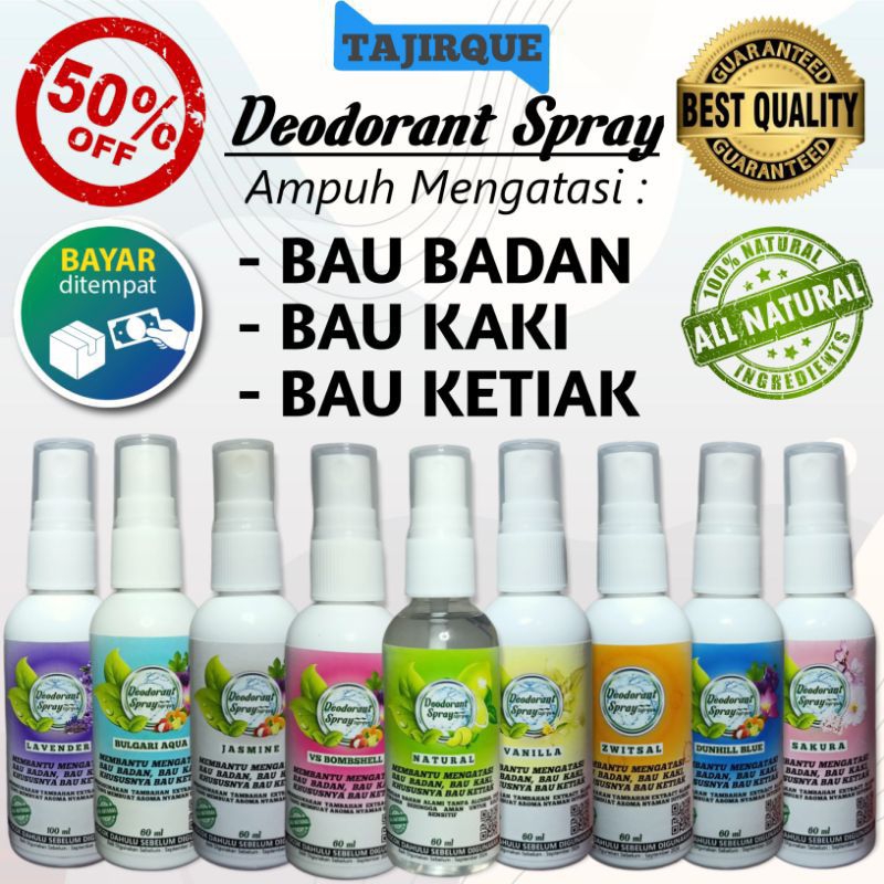 DEODORANT SPRAY HERBAL NON ALCOHOL DAN PARABEN  TAWAS DEODORAN ALAMI PENGHILANG BAU KETIAK KAKI BADA