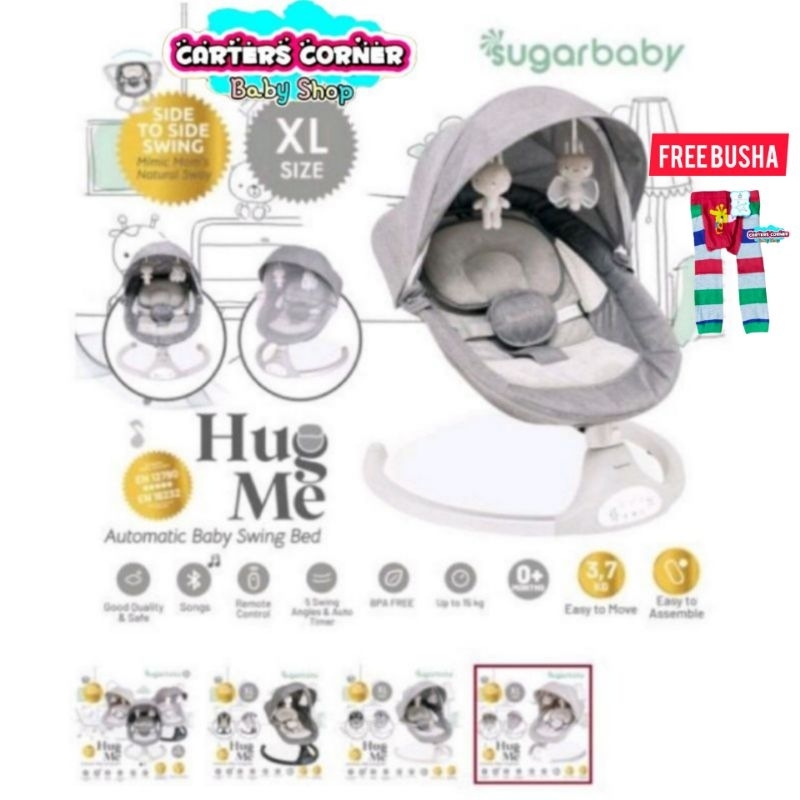 (FREE BUBBLE) SUGAR BABY HUG ME AUTOMATIC BOUNCER BABY SWING BED BABY / PC 1860 SWING BED AYUN OTOMATIS BLUETOOTH MUSIC / PC 1950 SWING CHAIR AYUN/PC 1920/PC 1900/PC 8630