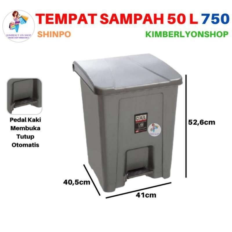 Tempat Sampah injak segi 50 liter SHINPO SIP 750 / Tong Sampah Mewah Abu