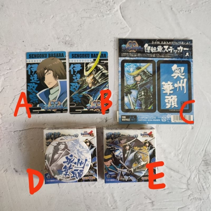 official merch capcom basara date masamune card stiker pin badge