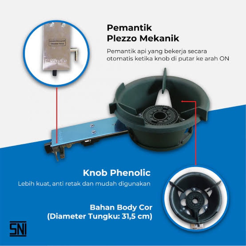 Kompor Gas Komersil Miyako MH-388 Tekanan Tinggi / Kompor Besi Cor 1 Tungku MH 388