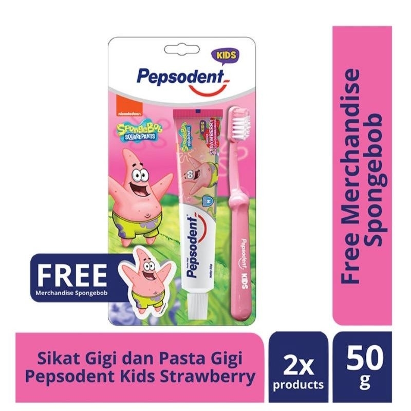 PEPSODENT Pasta Gigi dan Sikat Gigi Kids Strawberry Nussa Rara (50g + 1pc)
