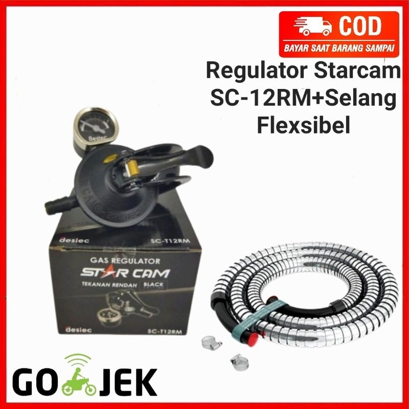 REGULATOR KOMPOR GAS ELPIJI STARCAM SC-T12RM METER+ SELANG FLEXSIBEL