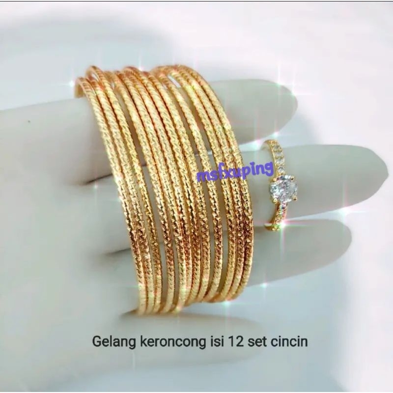 Gelang Keroncong Xuping Isi 12 Pcs Isi Cincin Berlapis EmasTerbaru