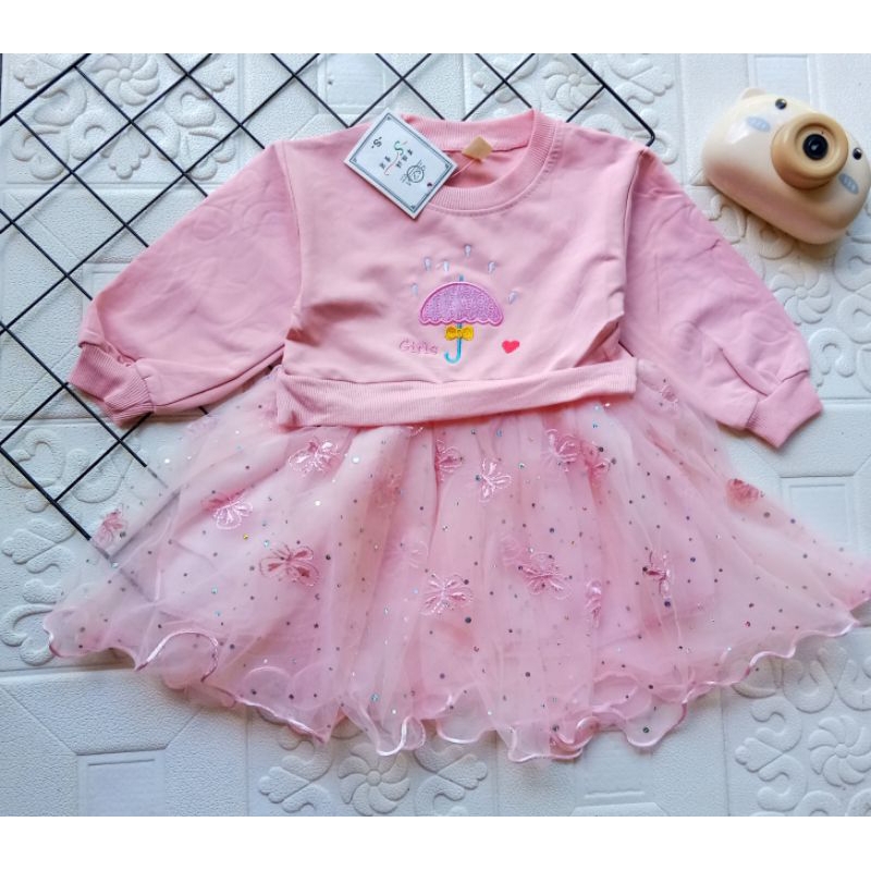 [0-4th] Dress anak import lengan panjang 0-4 tahun tile halus / dress sweater anak import premium lengan panjang