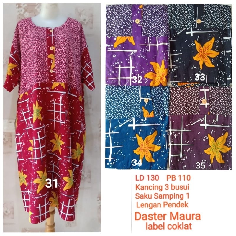 Daster Kencana Ungu Jumbo Maura label Coklat LD 130 cm