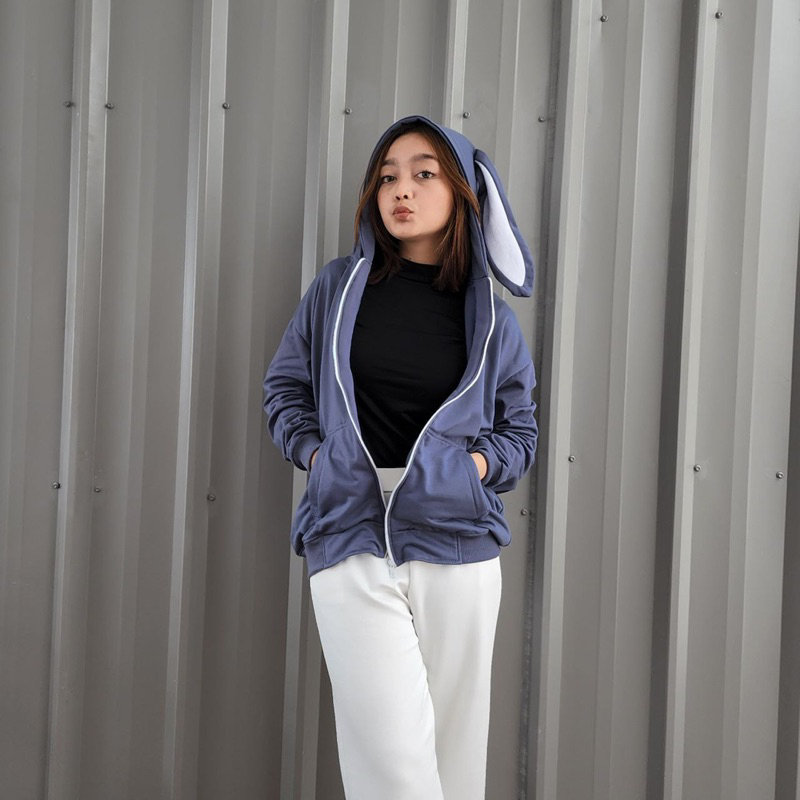 Sweater wanita ZIPER RABIT