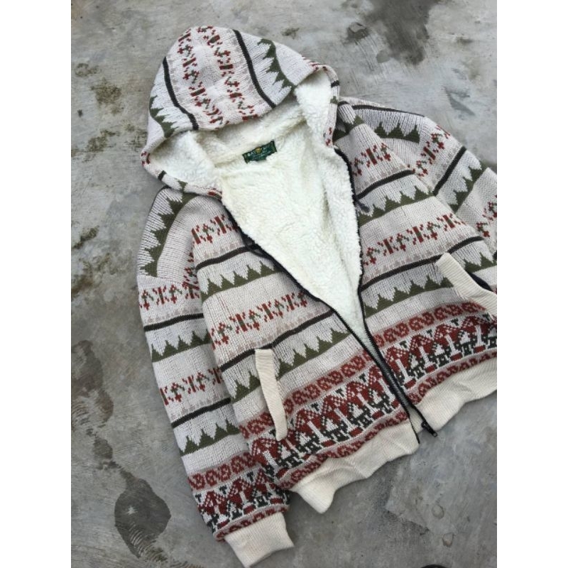 BAY LEAF VINTAGE SHERPA HOODIE JACKET UNION MADE SINCE 1980