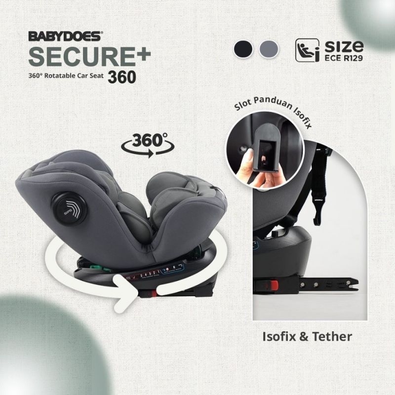Car Seat Babydoes Carseat Secure+ 360° Rotatable Carseat 360 Kursi Mobil Anak Bayi