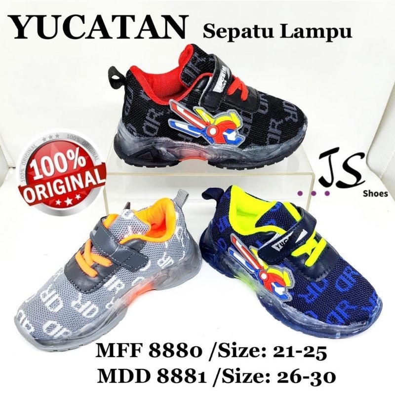 YUCATAN MFF 8880 MDD 8881 - SEPATU SNEAKERS LAMPU ANAK COWOK MERK YUCATAN ORIGINAL