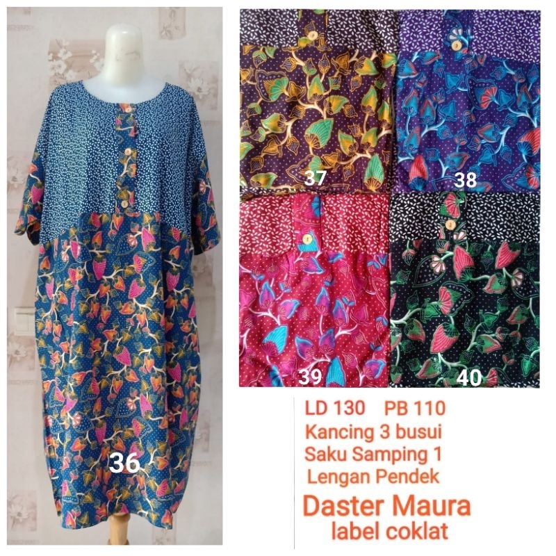 Daster Kencana Ungu Jumbo Maura label Coklat LD 130 cm