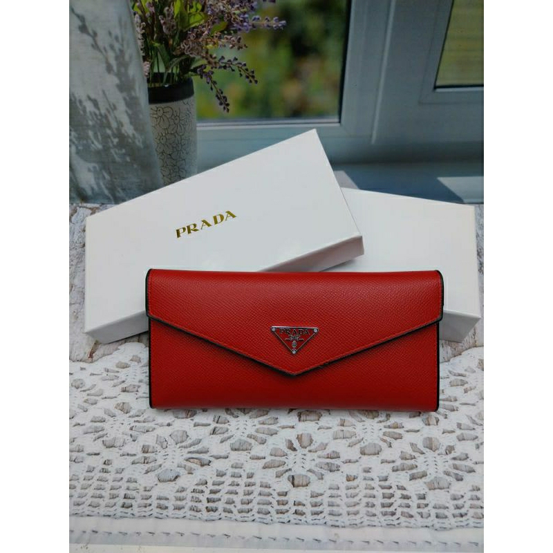 New Dompet Long Wallet Prad V Milano Freee Box