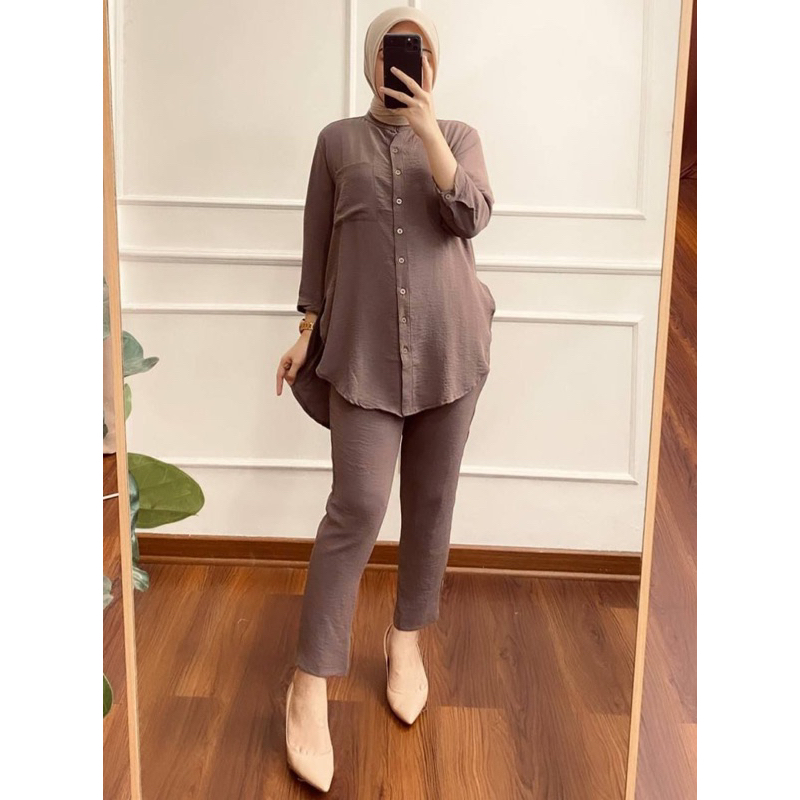 Oneset Wanita Kekinian Setcel Crinkle Airflow One Set Crinkle Premium | One Set Wanita Kekinian