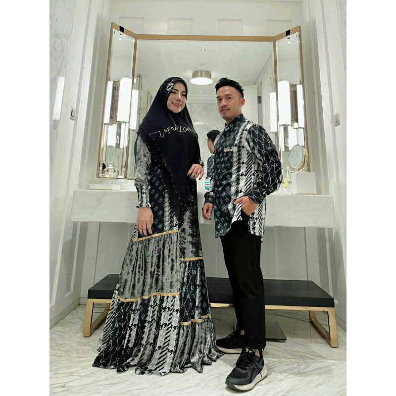 [UMIZAEN HIJAB SYARI] GAMIS SYARI TERBARU / DRESS SET COUPLE PRINTING " ZALZA SET COUPLE " By Umizae