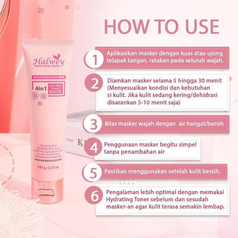 [Halwey New] 4 in 1 Natural Fresh Mask Bentonite Kaolin Allantoin (Masker Organik aman untuk kulit sensitif )
