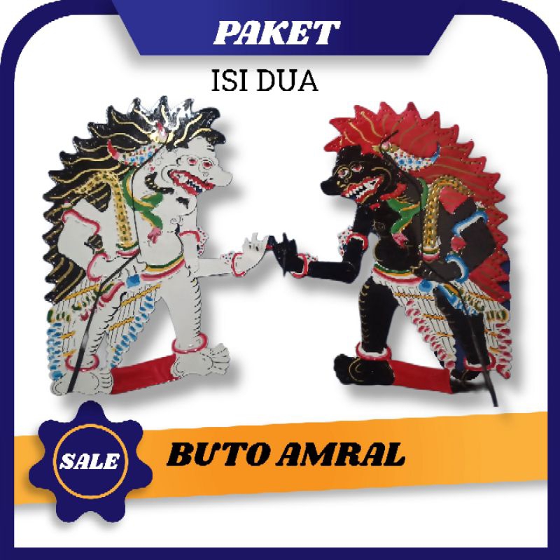 PAKET WAYANG BUTO AMRAL ISI 2 WAYANG TOKOH WAYANG KULIT BAHAN KERTAS KARTON DUPLEK
