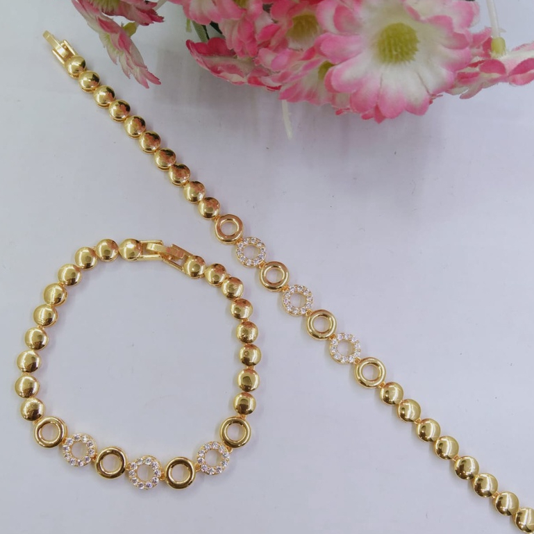 gelang rantai xuping wanita model bulat permata anti karat tidak luntur terbaru 2023