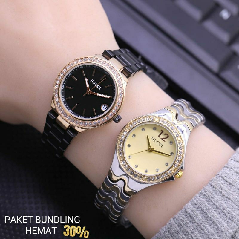 Paket Bundling Buy 1 Get 2 Jam Tangan F0ss1l + Gucc1 Terlaris Wanita Best Price Hot Sale