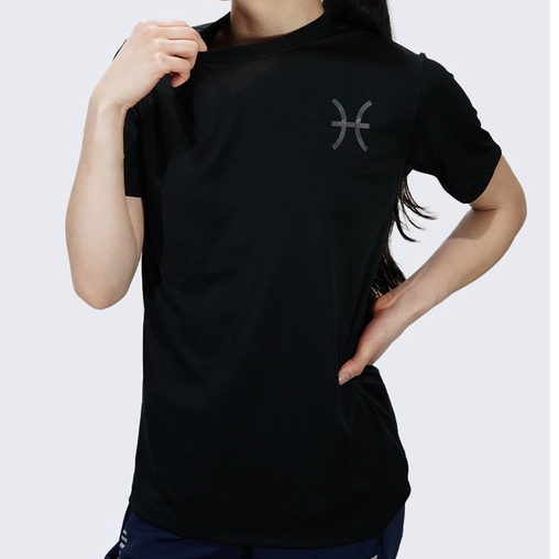 Trijee Baju Olahraga Unisex Lengan Pendek Horoscope Tee Pisces - Black