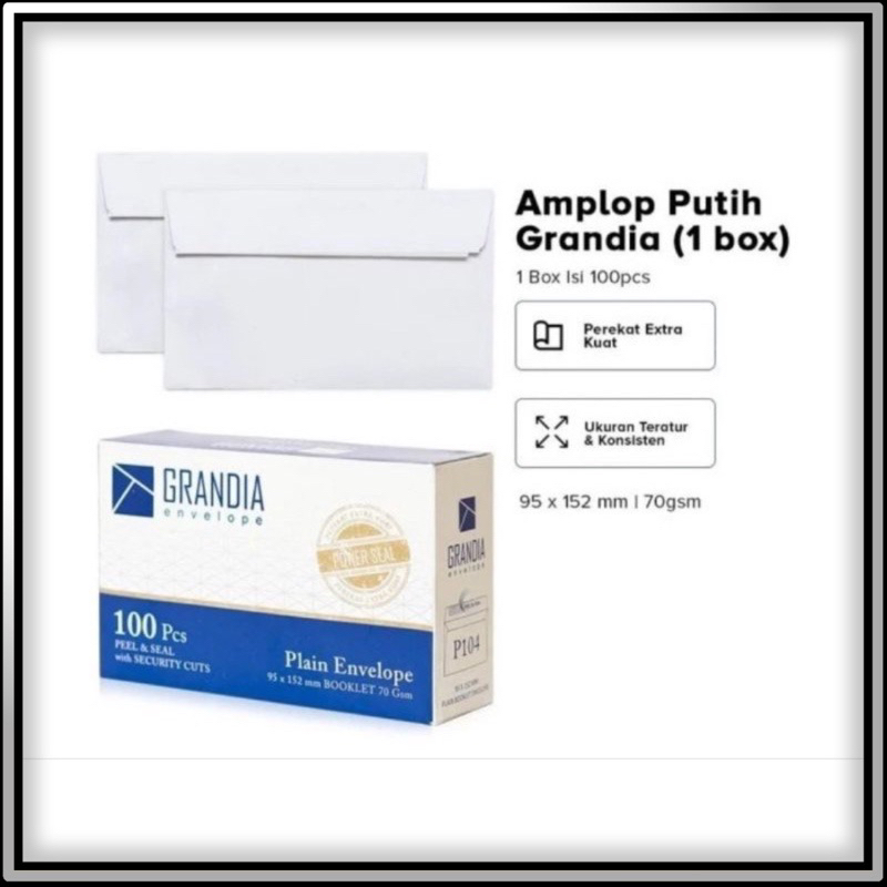 

(COD) AMPLOP GRANDIA 104 / AMPLOP SURAT PUTIH POLOS 1 BOX ISI 100 LEMBAR