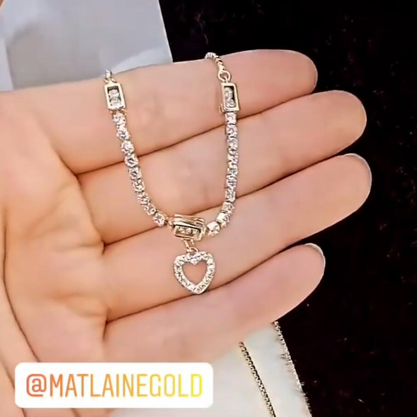 Matlaine - Kalung Wanita Serut Love Silver Korea Titanium Xuping Anti Karat Anti Hitam Anti Alergi