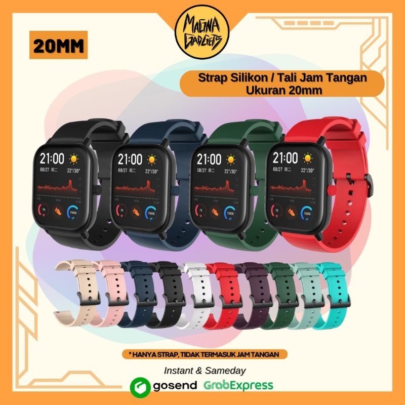 Strap Silikon 20mm Tali Jam Tangan For Xiaomi Huami Amazfit Garmin Samsung Huawei Honor