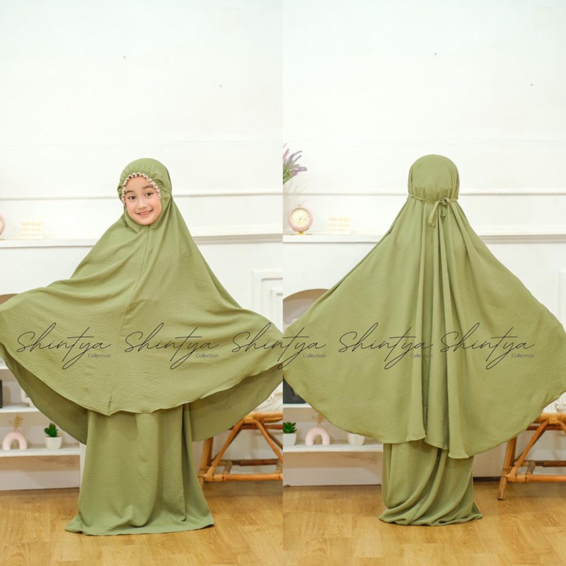 mukena anak renda crinkle / mukena anak lesti