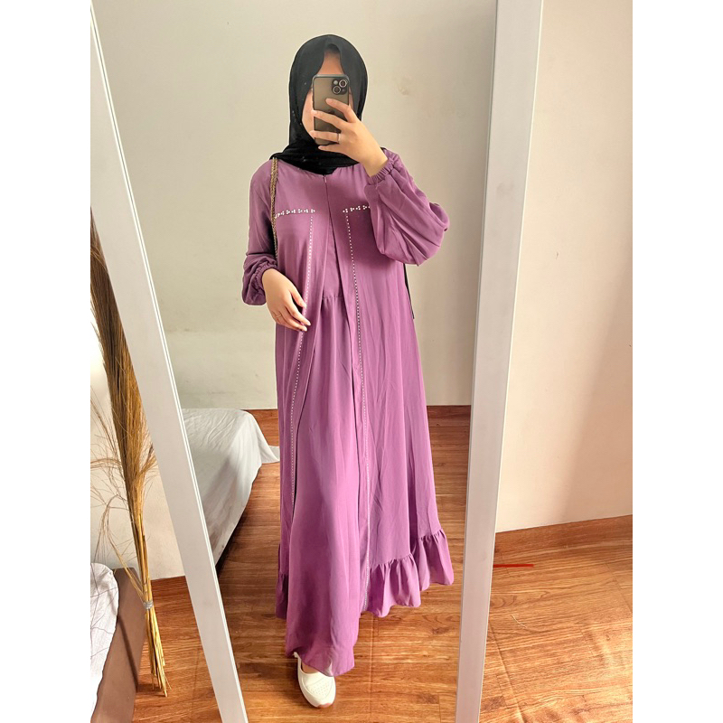 ABAYA DRESS SWAROVSKI CERUTI Busui PREMIUM UMroh haji  FULL FURING TILE maxi dress arab turki
