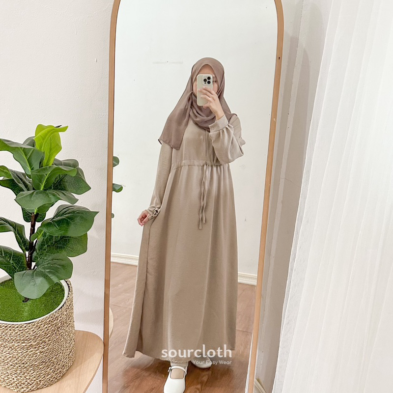 BASIC DRESS - Gamis Kaftan Abaya Syar'i Polos Busui Allsize Bahan Crinkle