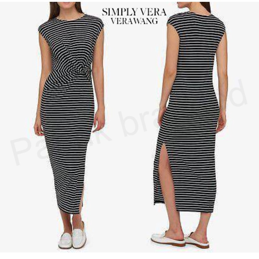 Pabrik branded Simply Vera Verawang dress XS M dres wanita longdress salur dewasa grosir murah