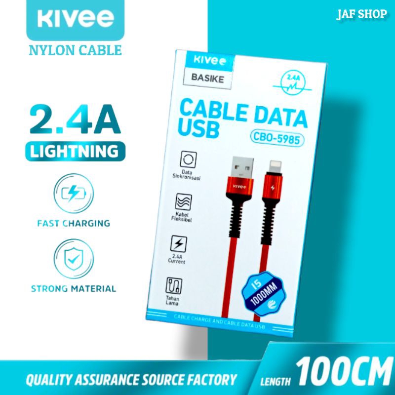Kabel Data Kivee Lightning / Type-C / Micro USB Nylon 1meter 2.4A CBO-5985