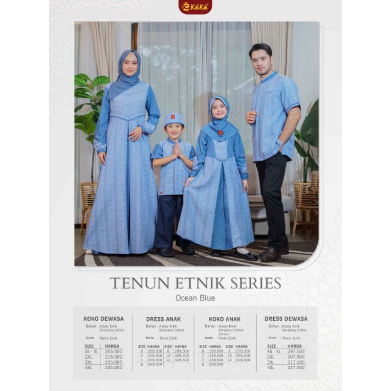 Sarimbit Keke Tenun Etnik Series - Gamis Ibu, Koko Ayah, dan Setelan Anak, Bahan Nyaman dan Elegan