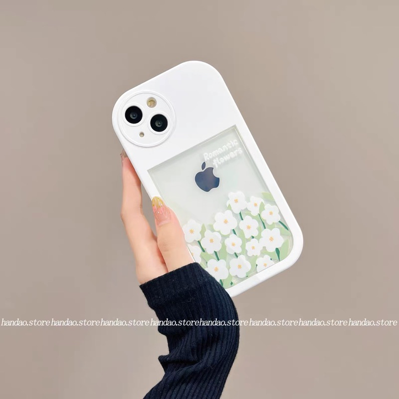 White Romantic Flowers Softcase Case HP Lucu for iphone XS Max XR 11 Pro Max 12 Pro Max 13 Pro Max