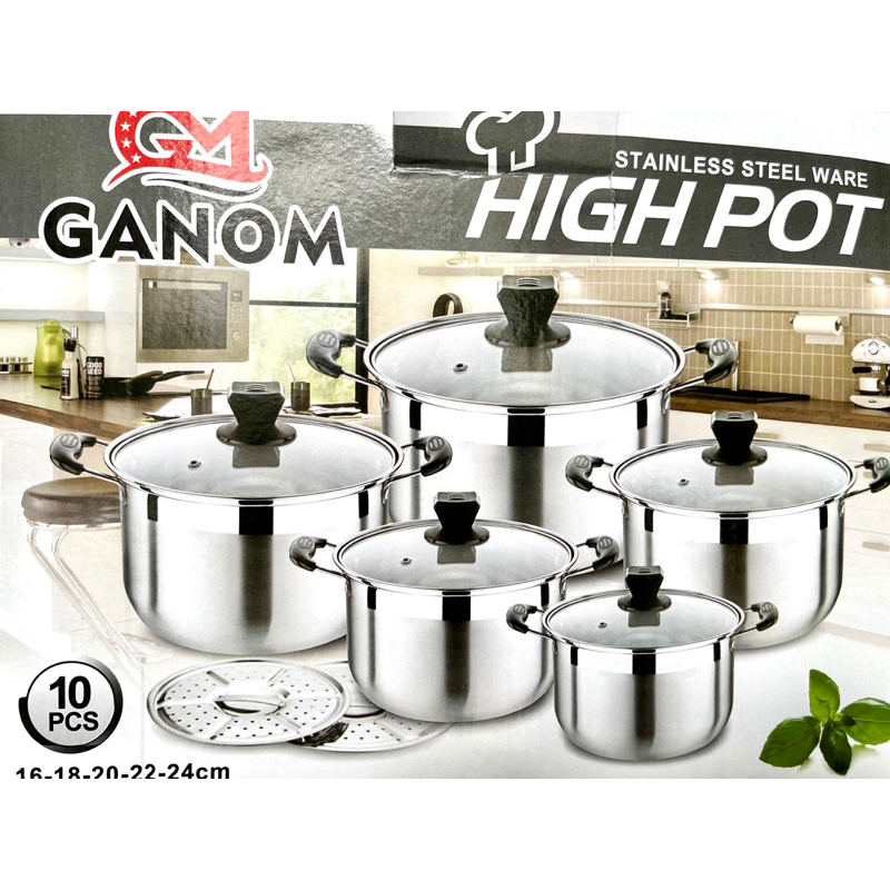 NEW PANCI SET HIGH POT GN STAINLESS STEEL - PANCI STEAMER DENGAN TUTUP KACA TEBEL - PANCI 5PCS 16-24CM