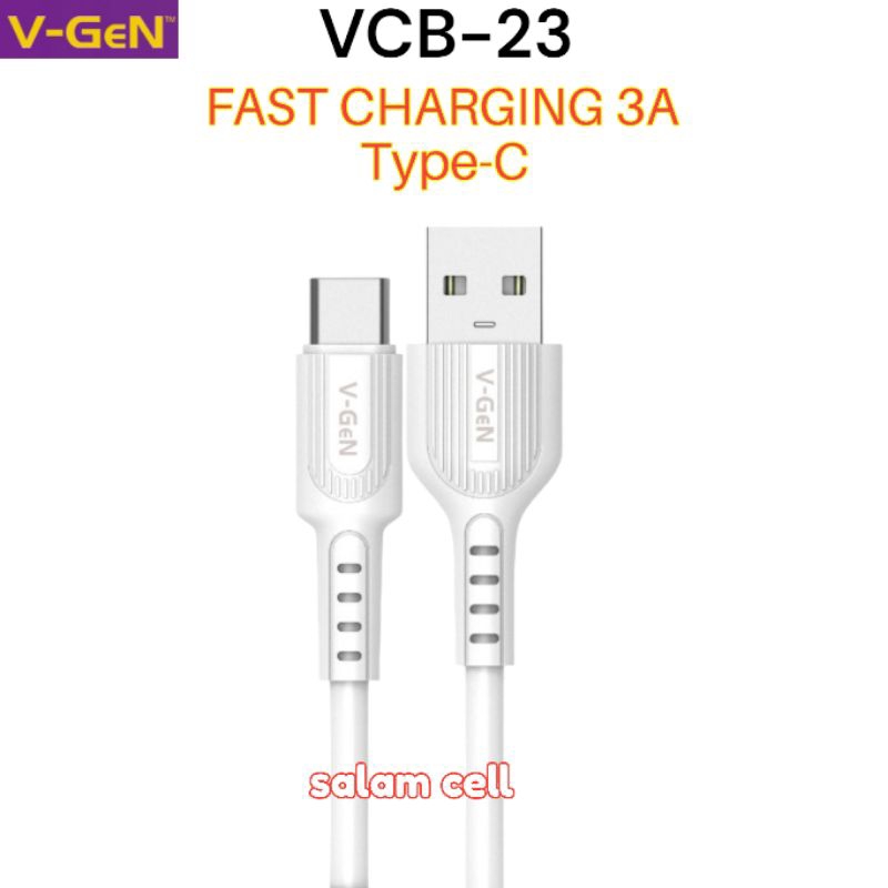 Kabel Data Type-C V-Gen VCB-23 3A Fast Charging Original Vgen Vcb 23 Garansi Resmi