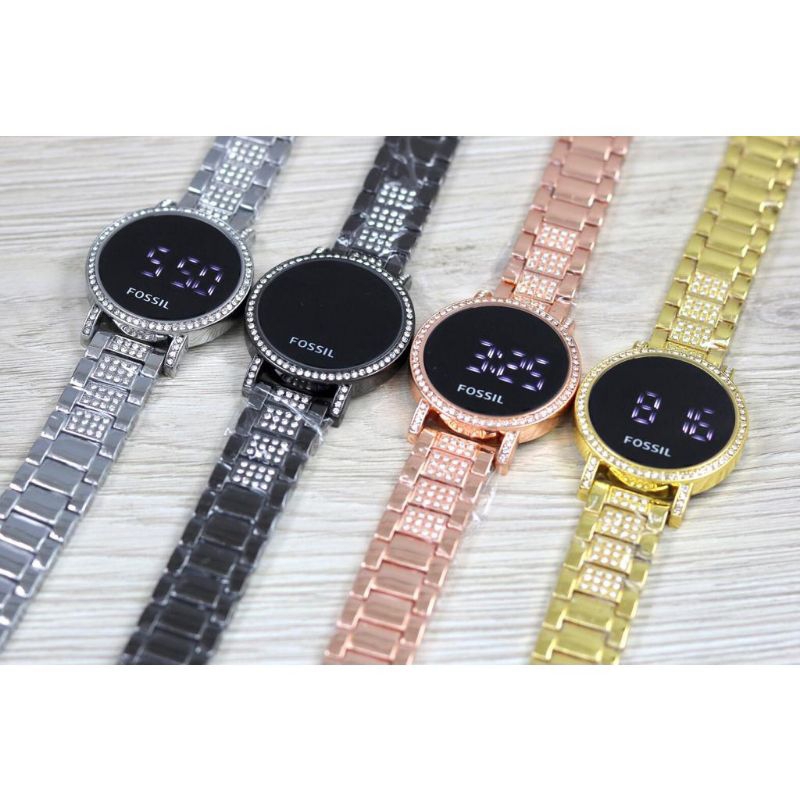 (Cod)Jam Tangan Wanita Fs Touch Scren Mata&quot; Belian Led/Digital Strap Rantai/Stell(Dikirim Jakarta)