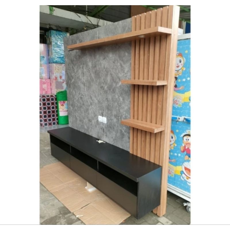 buffet tv gantung / rak tv backdrop minimalis HPL