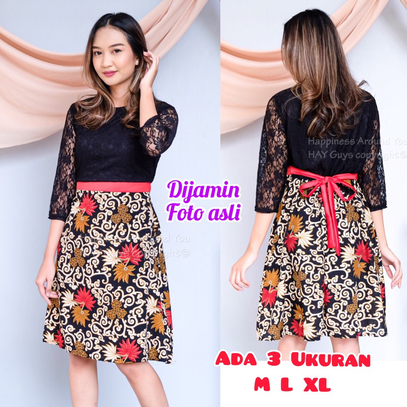 Baju Batik Wanita Modern Dress Kondangan Brukat Dress Pesta Wanita Dress Natal Wanita Dress Batik Br
