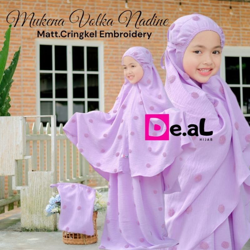 (Ori De.al) MUKENAH VOLKA NADINE •mukenah anak cringkel embroidery•mukenah anak motif volka