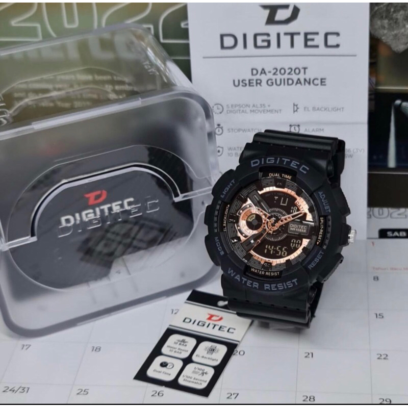 jam tangan digitec double time DA2020T water resistain