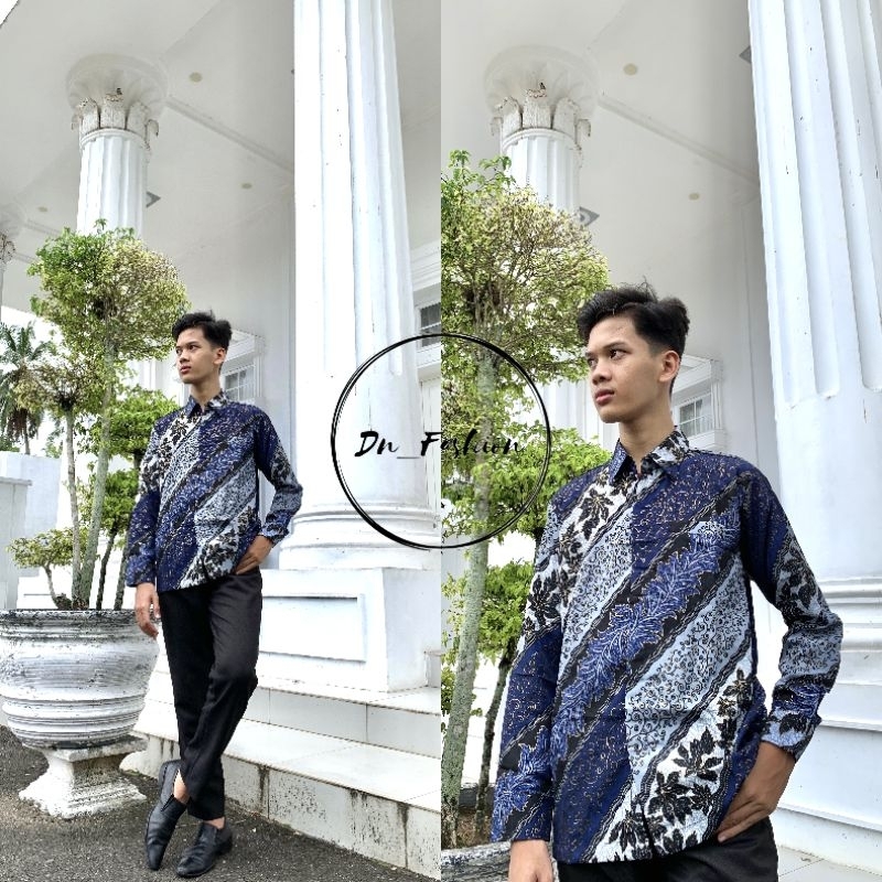 MOTIF CM NAVY/KEMEJA BATIK/KEMEJA BATIK COUPLE/KEMEJA BATIK ANAK/ROK LILIT BATIK/ROK PLISKET BATIK