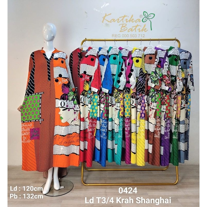 Daster Premium Lengan 3/4 Menyusui Kerah Shanghai Kartika Batik