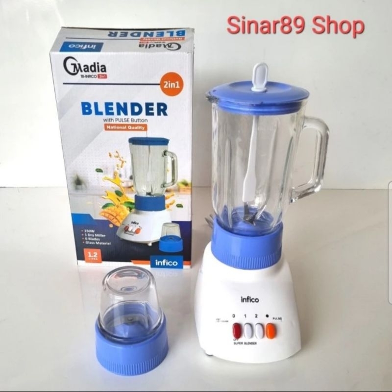 Blender Kaca 1.2 Liter INFICO Madia 2in1 150watt National Quality