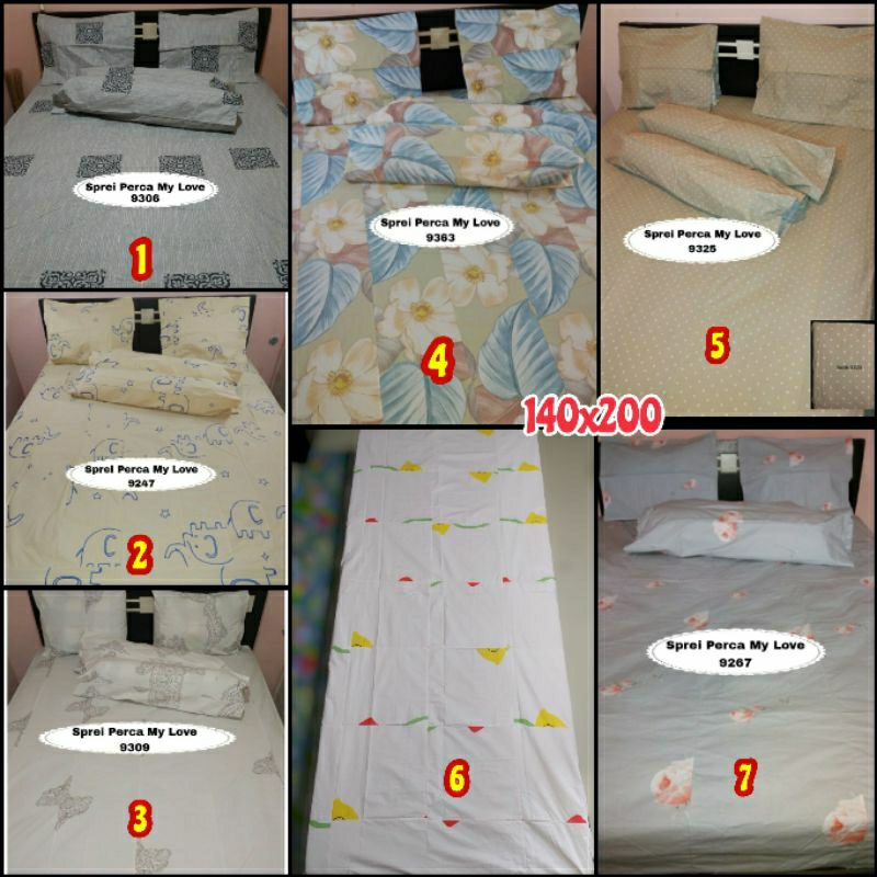 140x200x20 Sprei Perca My Love 140x200 tinggi 20 cm sprei katun tebal adem sprei murah