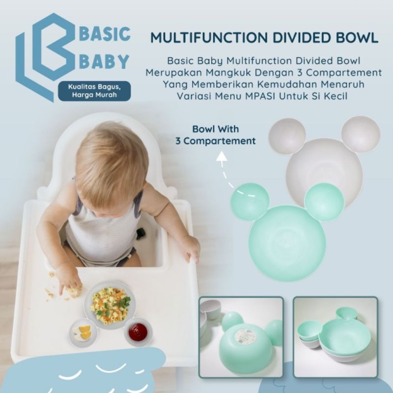 Basic baby multifunction divided bowl - mangkok sekat mpasi bayi