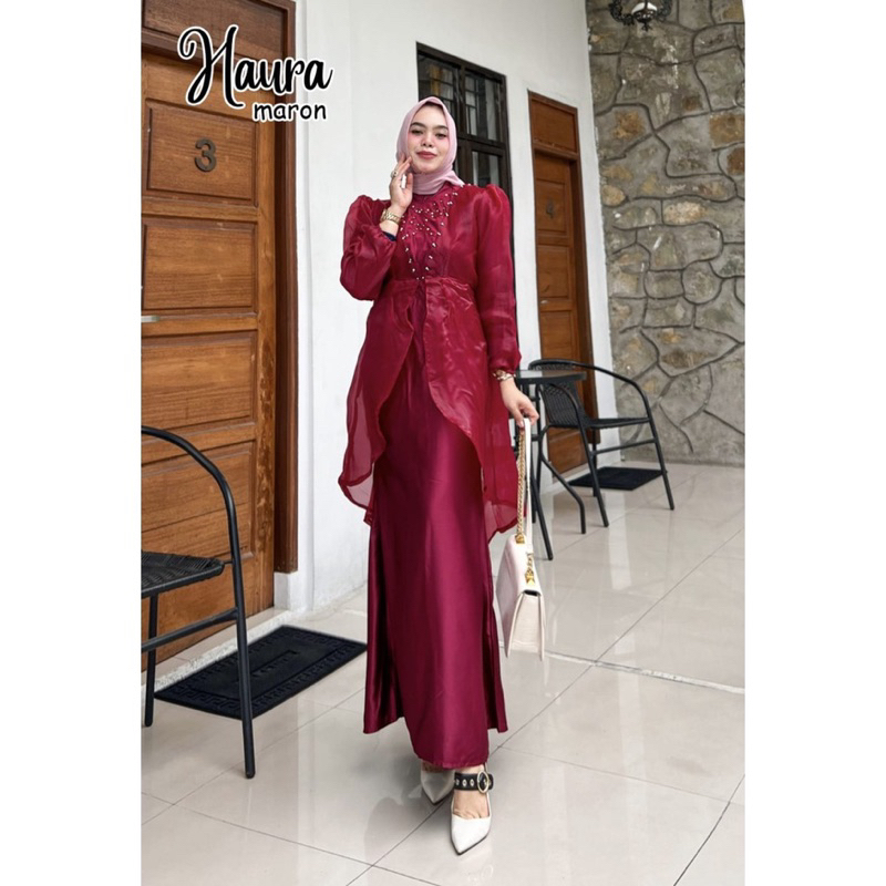 Gamis Kondangan Pesta Simple Organza Haura